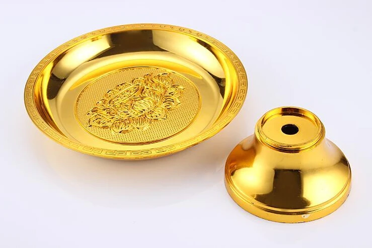 7 дюймов Золотая пластиковая Фруктовая тарелка благородный буддийский поднос для поклонения божеств буддийская церемония благородные деньги и сокровища