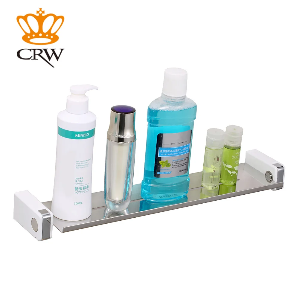 

CRW F3003WC Bathroom Product Copper & ABS Wall Mounted Bathroom Wall Shelf Storage Rack Shower Caddy with 2 Towel Hanger Hooks