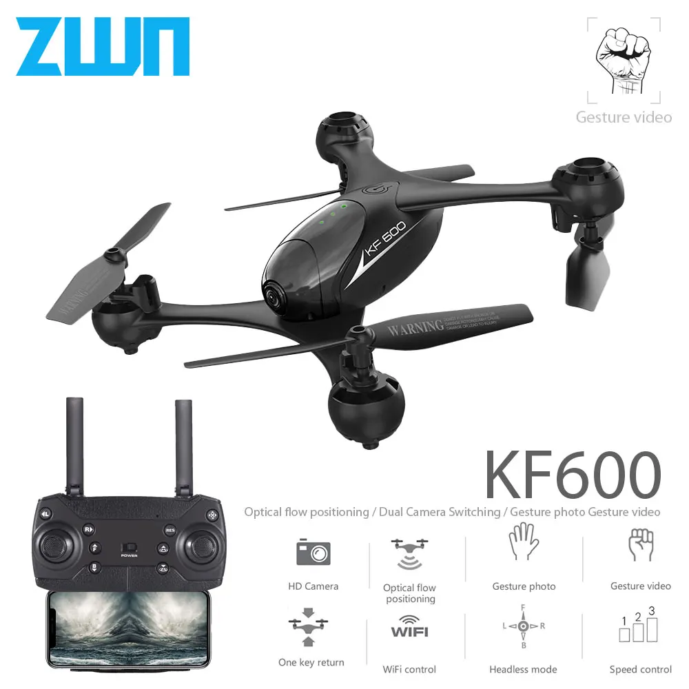 

ZWN KF600 RC Drone with 720P Wifi FPV Dual Camera Optical Flow Positioning Gesture Control Altitude Hold RC Quadcopter Vs SG700