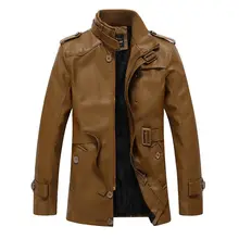 Winter Warm Men Pu Leather Jacket Faux Fur Long Leather Coats Brand Quality Motorcycle jackets jaqueta de couro 4XL