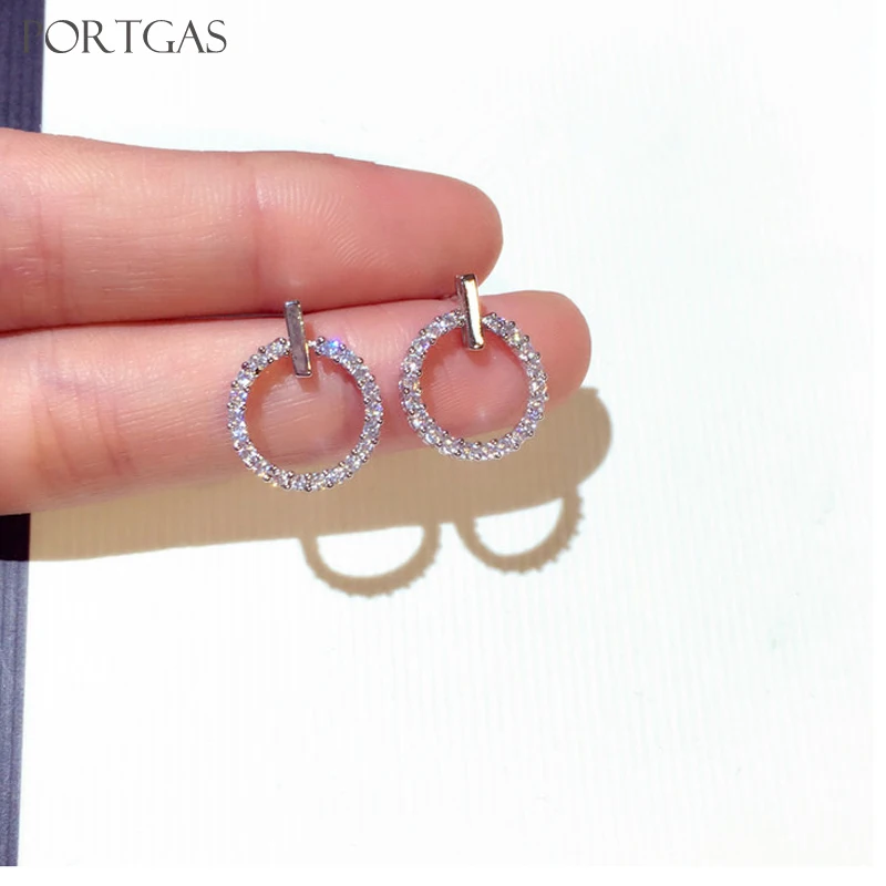 Buy Luxury Rhinestones Circle Stud Earrings Crystal