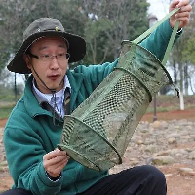 

Portable Folding Nylon Fish Casting Net Bow Net Fishpot Fishing Cage Tackle Tool