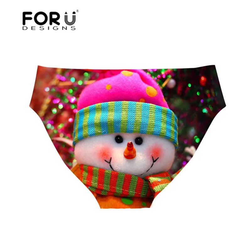 FORUDESIGNS/трусики бикини с рождественским рисунком женские бразильские трусики для
