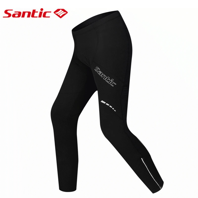 

Santic Winter Cycling Pants Men's Long Gel Padded compression pantalones Thermal Bike Bicycle Trousers Elastic Waist Black S-3XL