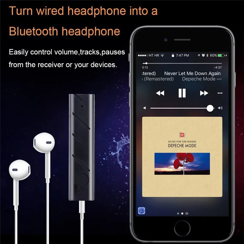Mini Wireless Bluetooth Car Kit Hands free 3.5mm Jack AUX Audio Receiver Adapter AUX Conecter Built-in Battery 30NT08 (4)
