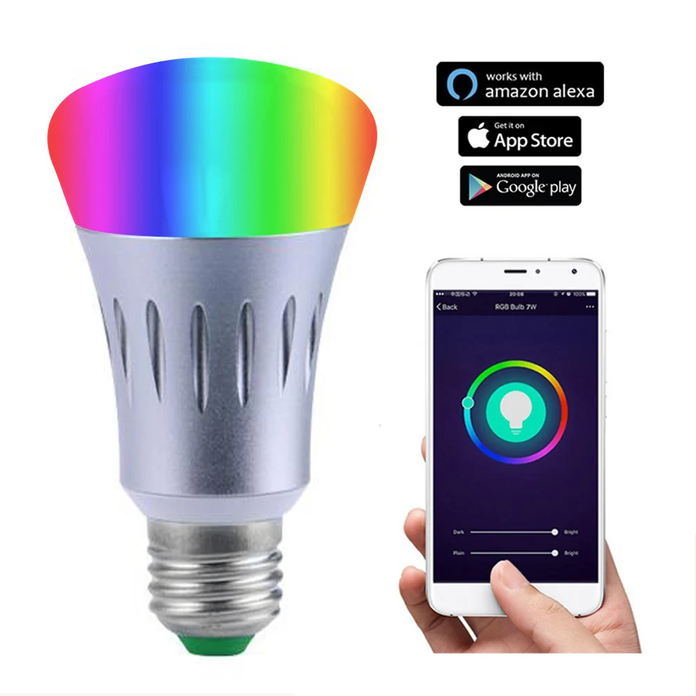 

JIAWEN LED Wireless Wifi APP Remote Control Smart Light Dimmable RGB LED Lamp Bulb work with Amazon Alexa and Google Assistant