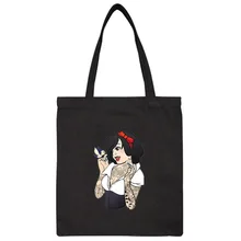 Новинка, панковские женские сумки с принтами принцесс, Холщовая Сумка-тоут, Женская Хлопковая сумка для покупок, путешествий, женская сумка через плечо Tumblr, сумка для покупок