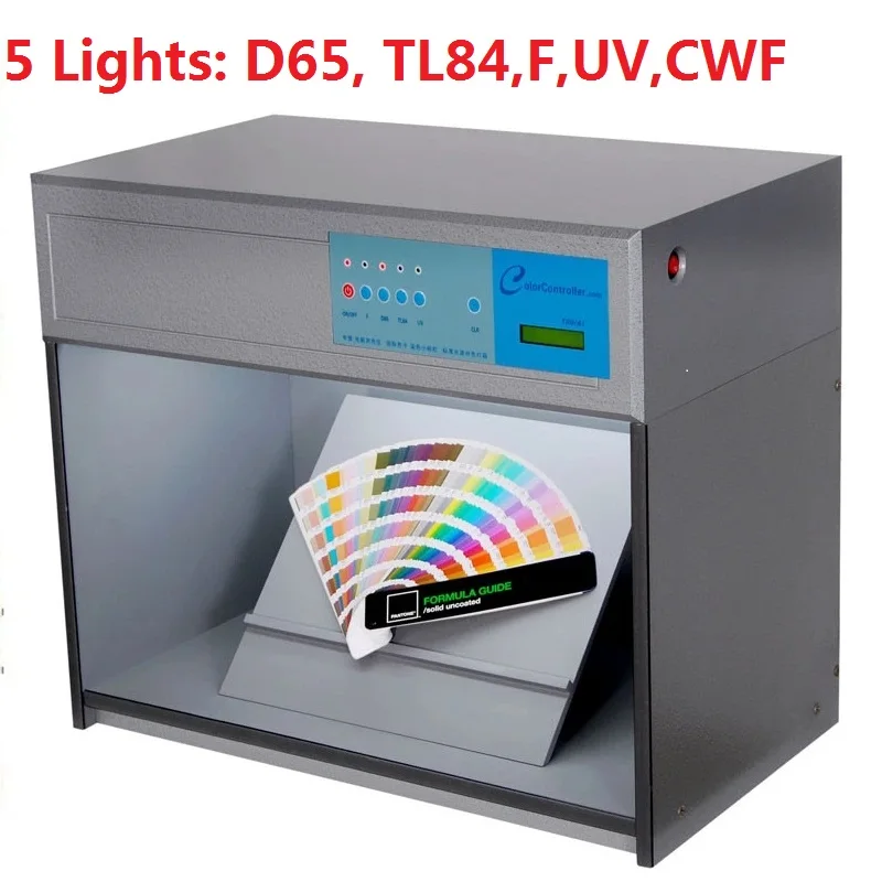 Цветовая гамма 5 источников света: D65 TL84 UV F CWF Размер: 71*41*57 см 110 В/220 В