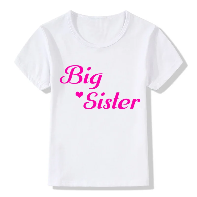 Children Big Sister Print T-shirt Kids Summer Tops Baby Girls Unicorn Clothes Kids Little/Big Sister Match Clothes,HKP2182 - Цвет: white