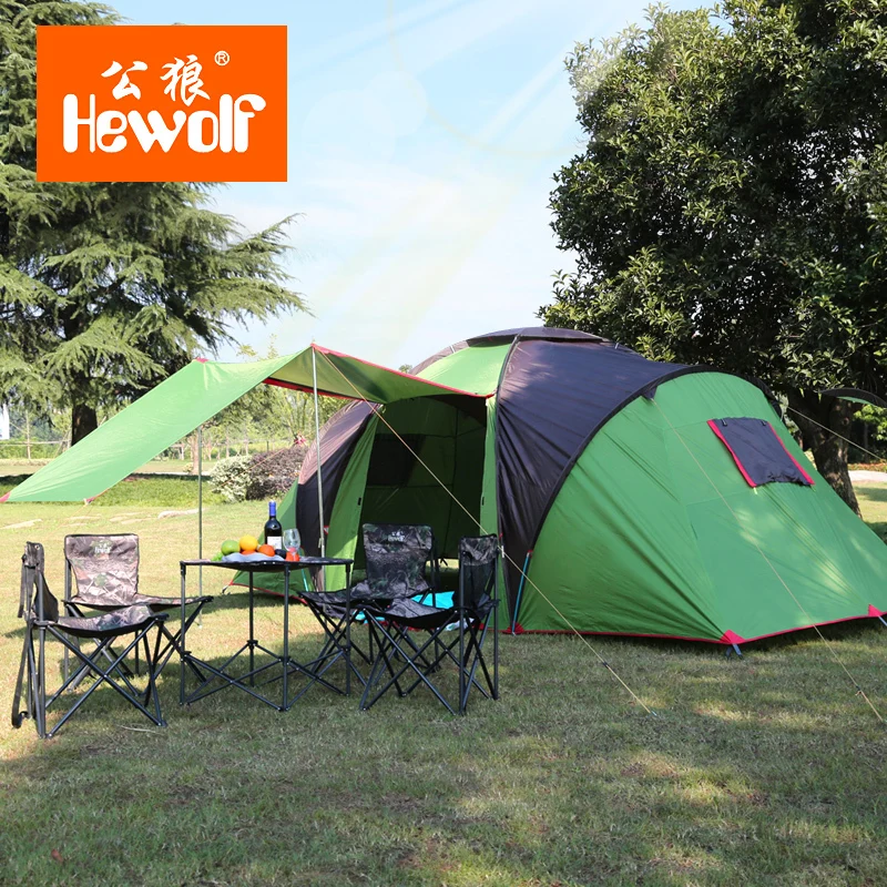Hewolf 4-6 человек наружные туристические палатки двухслойные UPF50+ походные палатки семейные вечерние палатки для путешествий на пляже
