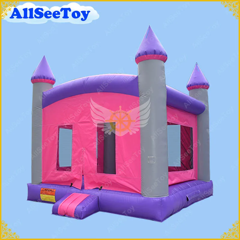 

Inflatable Pink and Purple Bouncy Castle for Kids, Anti-UV PVC Tarpaulin Tramplines Jumping Castle