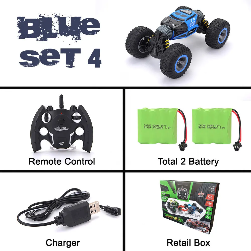 Cymye RC автомобиль 4WD двухсторонний 2,4 ГГц один ключ трансформация вездеход автомобиль Varanid восхождение автомобиль пульт дистанционного управления грузовик - Цвет: Blue Retail 2 Batt