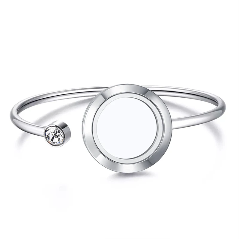 Hot 20mm 25mm Silver Color 316l Stainless Steel Magnetic Plain 20mm 25mm Silver Color 316l Stainless Steel Magnetic Plain Floating Locket Living Memory Bracelet Bangles