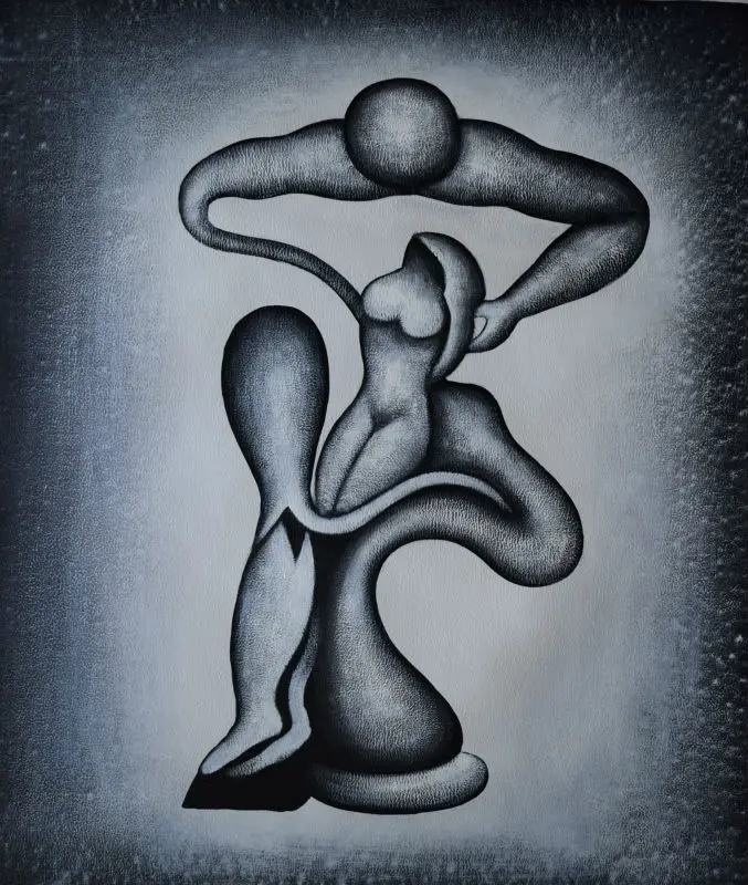 

Hand Painted Modern Abstract Oil Painting on Canvas Black and White Nude Canvas Painting Wall Picture Painting for Living Room