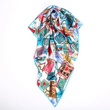 Модный шарф с принтом, шелк, шейный платок, бандана, роскошные маленькие квадратные шелковые шарфы, шарфы, платки, высокое качество, ручная работа