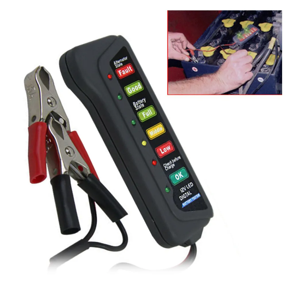 Brake Fluid Tester Plus LED Digital Battery Alternator Tester Battery Level Monitor For Car Motorcycle Trucks 12V