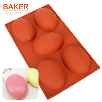 

BAKER DEPOT Silicone soap Mold Oval pudding ice jello mould handmade Soap candle molds cake baking bakeware pastry molds 5 holes