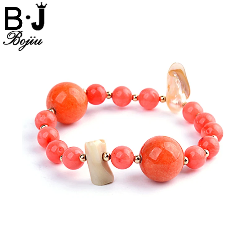 

BOJIU Individuality Jewelry Chakra Glass Bead Bracelet Charm Elastic Irregular Natural Stone Zircon Bracelet For Women BC124