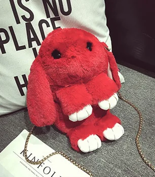 

2019 New Brand Ladies Chain Shoulder Bag High Quality Rabbit Fur Crossbody Bags For Women Small Cute Soft Plush Handbags Animal