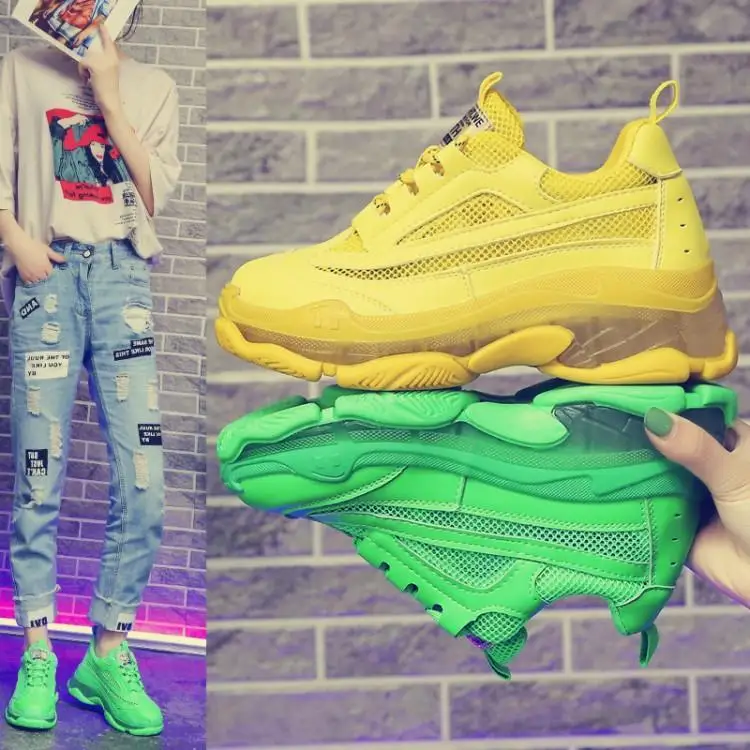 Light Yellow Green Sneakers Women 