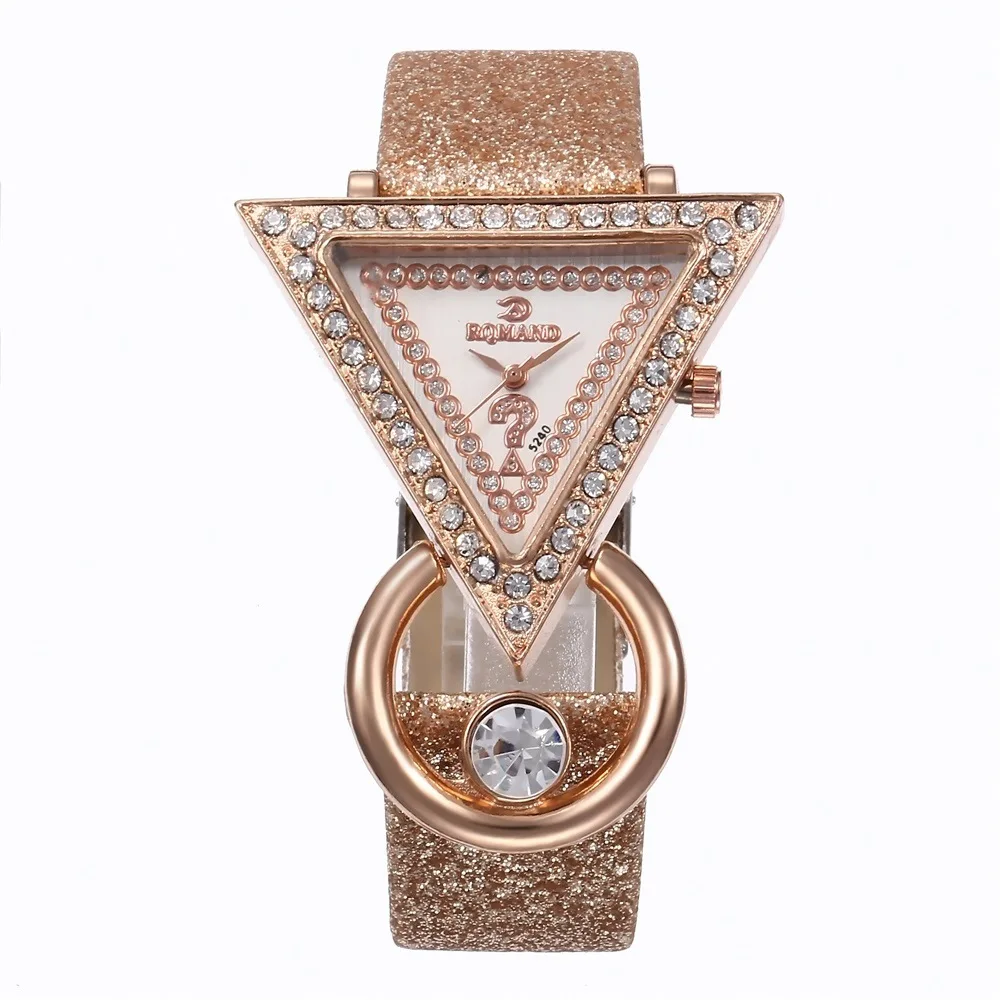 

2019 Women Watches Creative Luxury Triangle Rhinestone Dial Frosted Strap Ladies WristWatch Fashion Quartz Watch Relojes Mujer