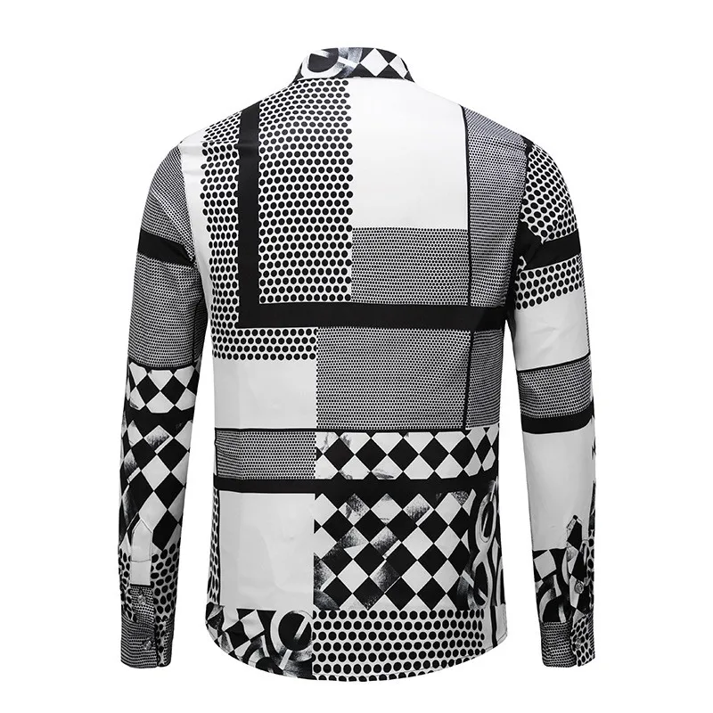 Mens Shirt Luxury clothes New 2018 Comfortable Long Sleeve Dress Shirt Harajuku Style Printing Shirts Men Gold Apparel For Men