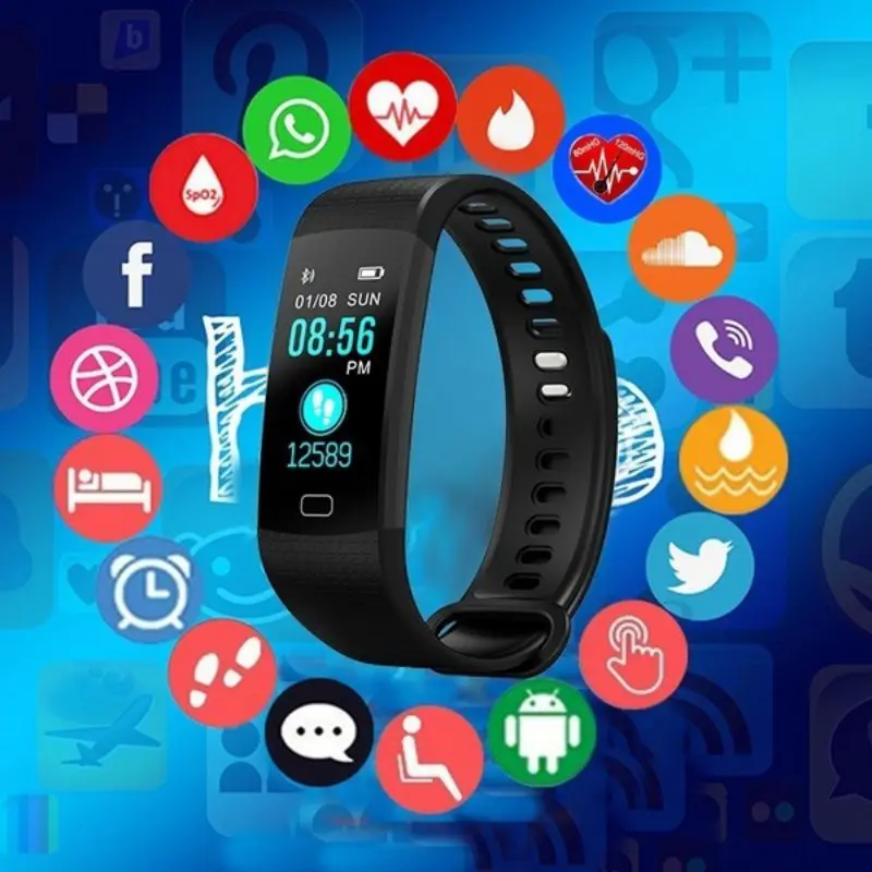 Цветной экран Smartband Bluetooth умный пульсометр измерение кровяного давления для мужчин t фитнес-трекер умные часы для мужчин для женщин