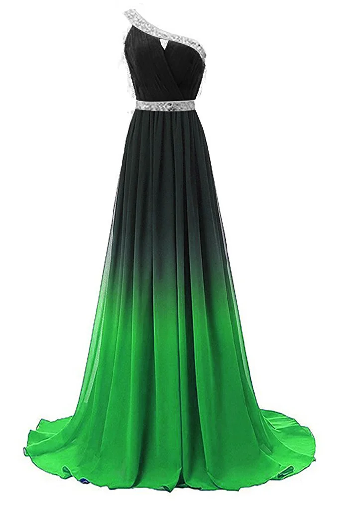 Bealegantom, градиентные шифоновые вечерние платья на одно плечо, вечерние платья с бисером размера плюс, вечерние платья с эффектом омбре, Vestido Longo QA1232