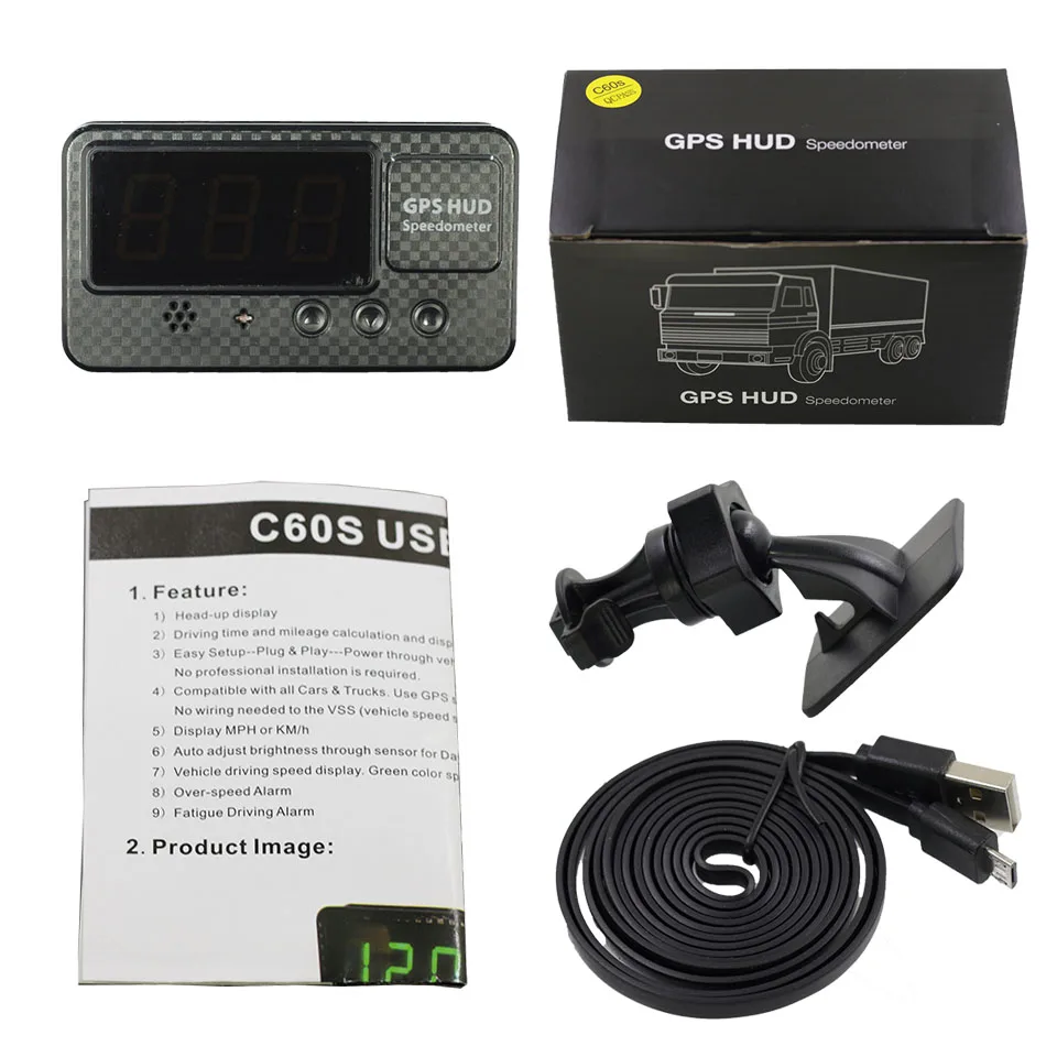 Velocidade do Carro com Alarme Alarme de Excesso de Velocidade Km e h para Todos Universal Cabeça up Display Hud Gps Velocímetro Mph Indicação da de Excesso de Velocidade Veículo A100 Atualização 17 Visor 'head-up'