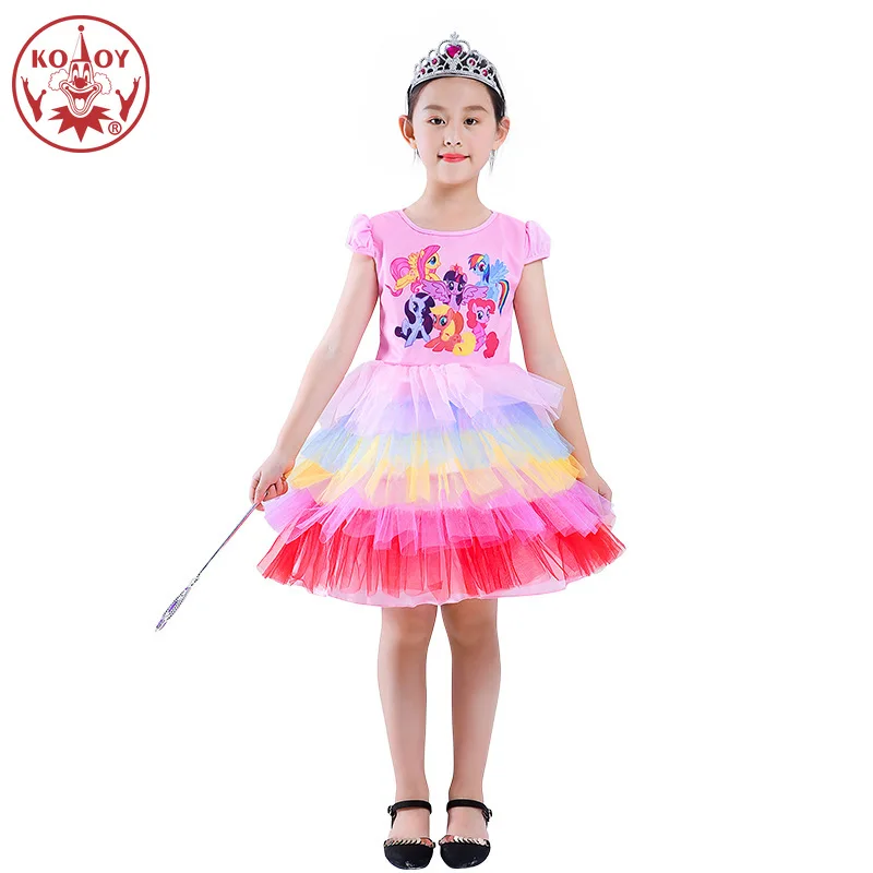 

Girls Rainbow Unicorn Dress Halloween Cosplay For Children Christmas Costume Little Sky Horse Mesh princess tutu Dress