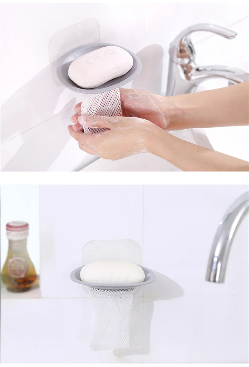 1 шт. мыльницы присоска губка сливное устройство держатель мыльница вместе с сеткой для пены мыльница лоток для кухни ванной комнаты