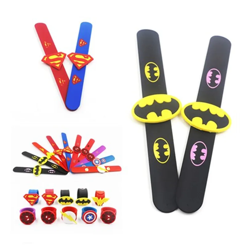 

Silicone Superhero Batman Slap Bracelet Kid Children Wristband Flexible Wrap Slap Enfant Bangle Christmas Birthday Gift Favors
