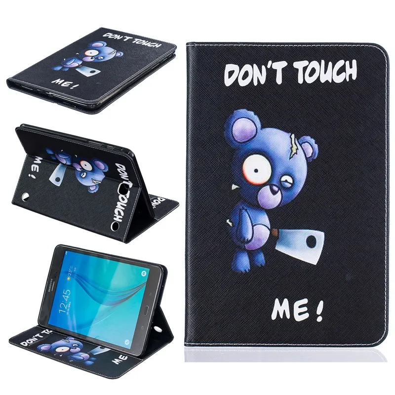 For Samsung Galaxy Tab A 8.0 SM-T355 T350 Case Kids Butterfly Flower Bear Cartoon Wallet  PU Leather Back Silicon Tablet Cover (9)