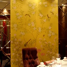 Ручная роспись шелковые обои живописи цветок с птицей ручная роспись стены бумаги гостиная/столовая/исследование/ТВ /диван/крыльцо фона