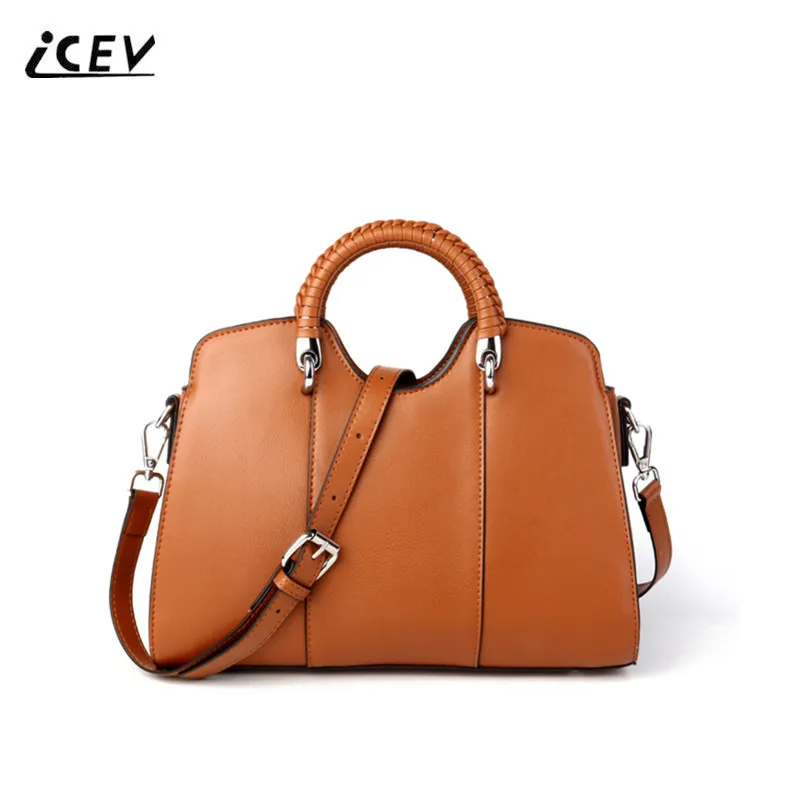 

ICEV New Fashion Genuine Leather Handbags Woven Shell Top Handle Bags Handbags Women Famous Brands Office Totes Bolsa Feminina