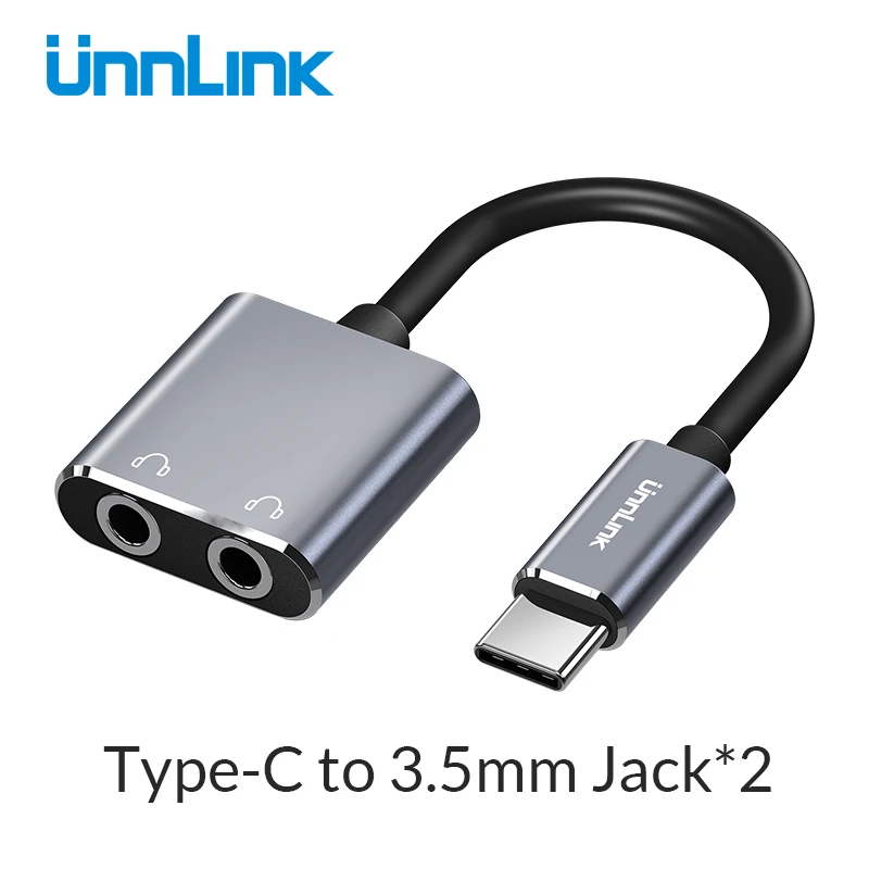 

Unnlink USB Type-C Audio Splitter Adapter Type C to 3.5mm Jack*2 Headphone Earphone Earbud Converter For mate20 p20 mi9 p30