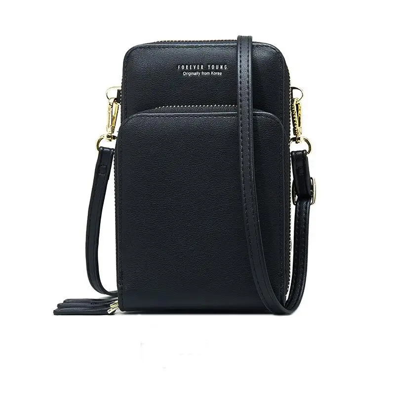 Unishow роскошные сумки-мессенджеры для женщин клатч мини сумка через плечо Женская Большая вместительная сумка для телефона дамская сумочка на молнии - Цвет: Черный