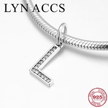 

925 Sterling Silver Simple Letter Pendant Alphabet L Fahion Diy Jewelry Making Fit Original Pandora Charms Bracelets Bangles