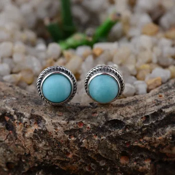 

S925 silver inlaid antique style simple silver round female models