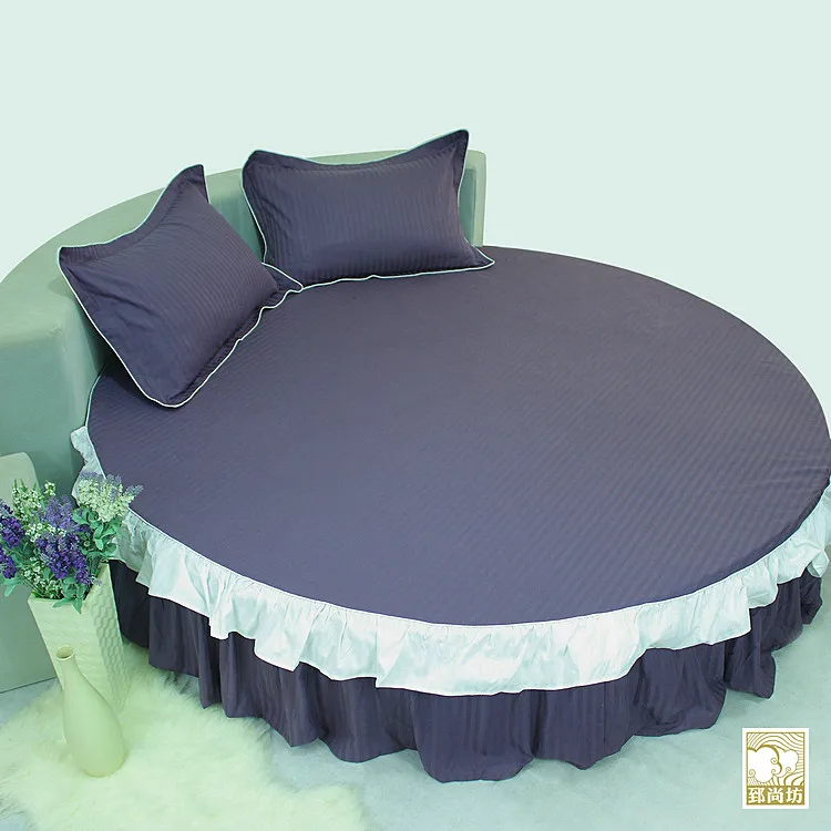 Customize Cotton Round Bed Skirt 4pcs Set Bedding Fitted Round