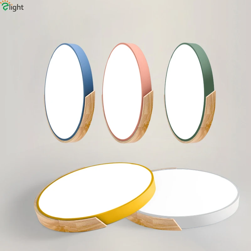  Nordic Oak App Dimmable Led Ceiling Lights Living Room Round Multicolor Alloy Led Ceiling Lamp Bedr - 32915631340