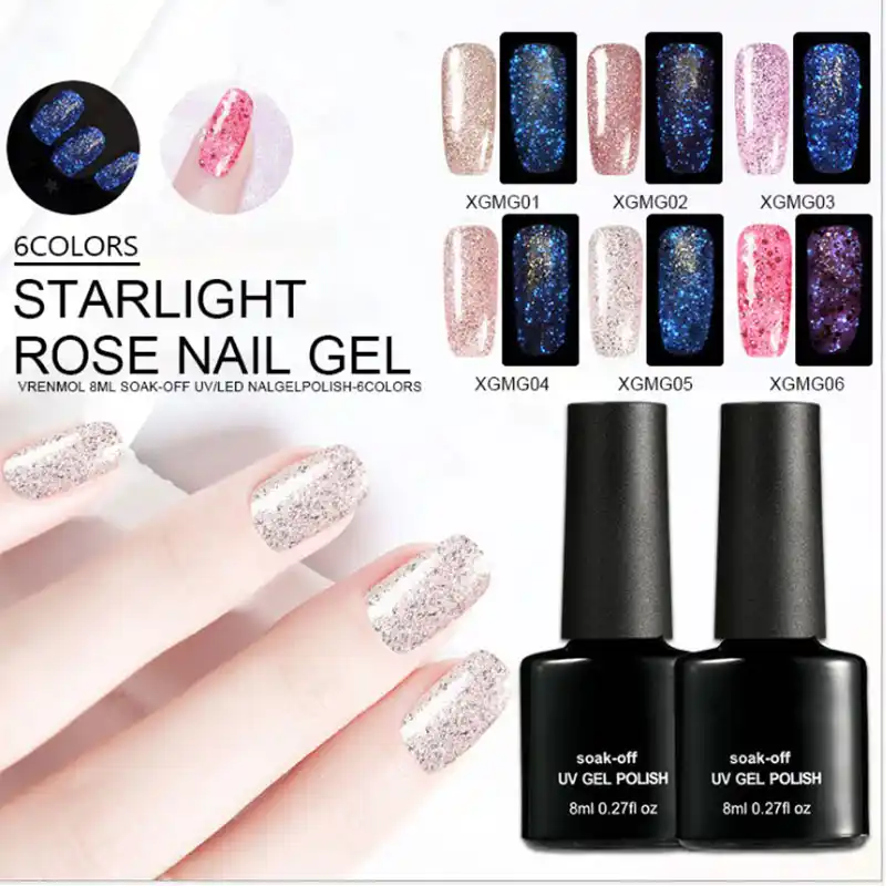 BKLD Новый Nail Art синего цвета со звездами роза Сияющий ультрафиолетового