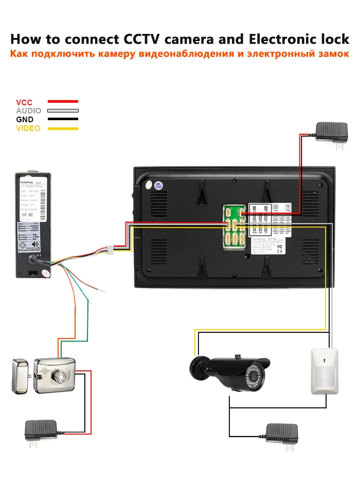 HomeFong проводной видео звонок с CCTV Камера, 7-дюймовый монитор, дверной звонок Камера, 16G карты, видеодомофон для охранных Системы