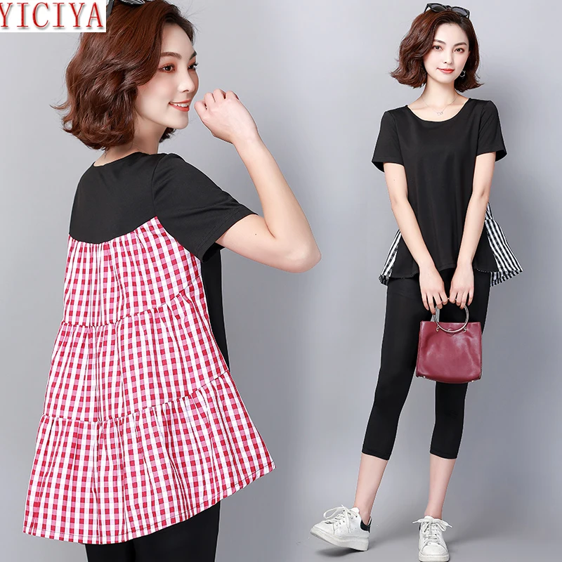 

2 Piece Set Tracksuits for Women Plus Size Large 3xl 4xl 5xl Outfit Tracksuit Sportswear Co-ord Set 2019 Summer Plaid Clothing