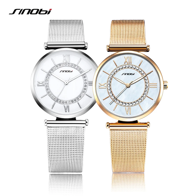 SINOBI Super Slim розовое золото часы Для женщин кварцевые дамы Топ Роскошные Брендовые