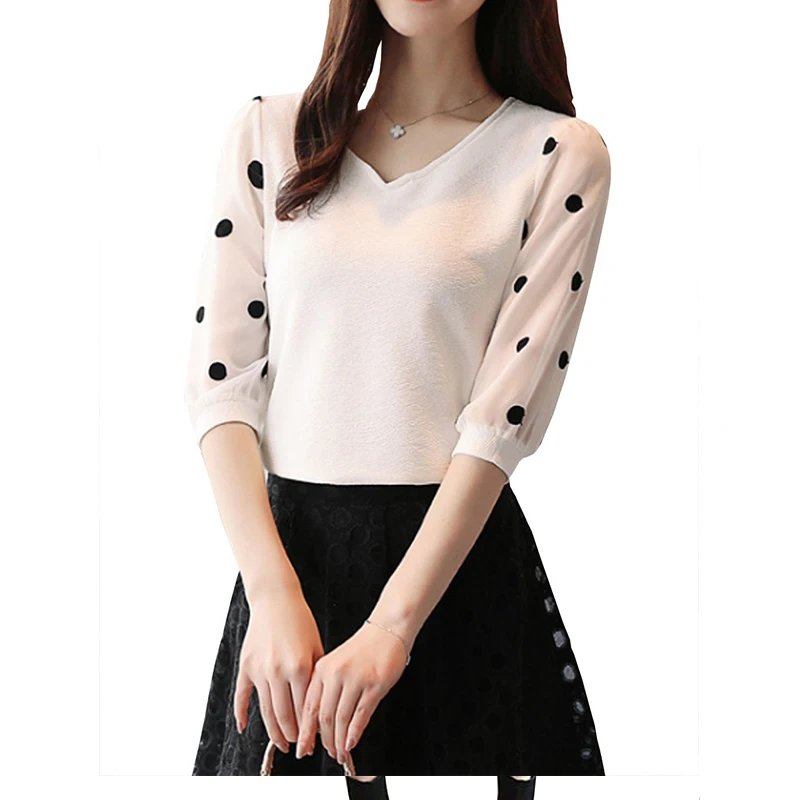 

Women's Blouse Dots Sleeve V Neck Elegant Comfy Top