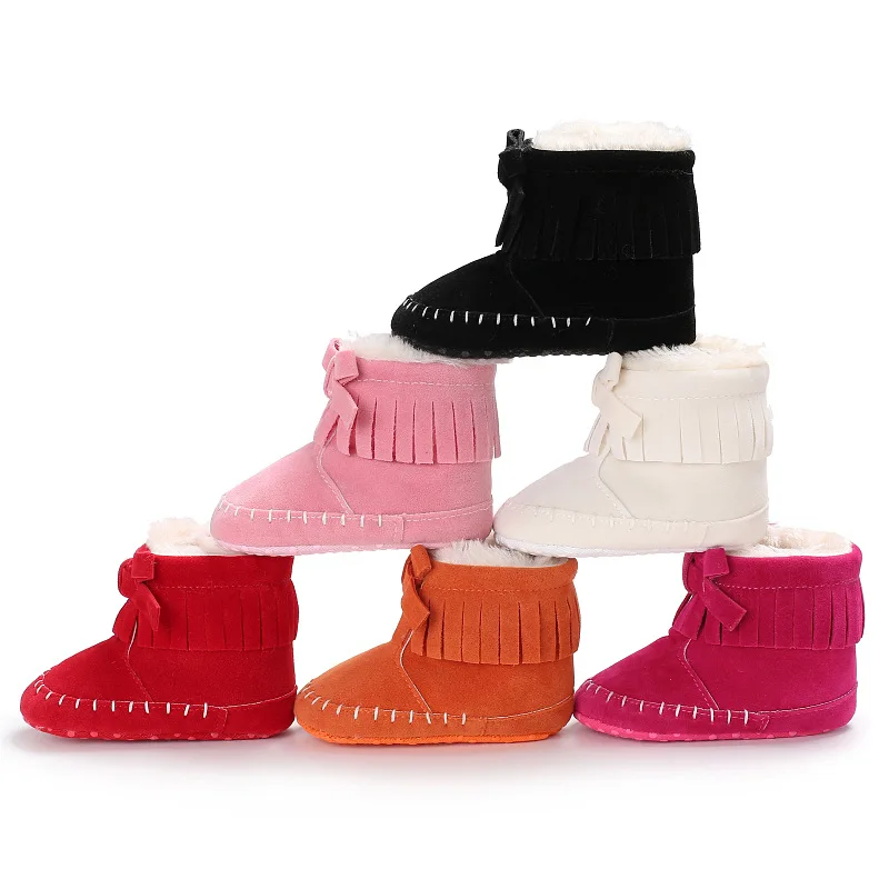 Зимние теплые бархатные ботинки для маленьких девочек 0-1 лет; обувь с мягкой подошвой; обувь для малышей
