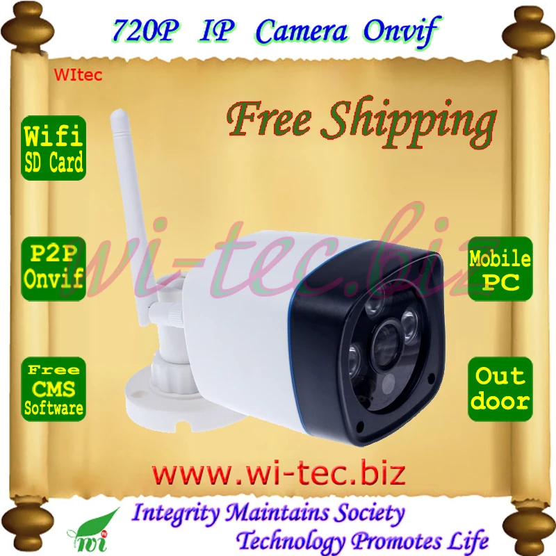  WIFI 720P IR Array Leds Camera Outdoor Bullet ONVIF Security SD Card IP Cam IR Cut Filter Megapixel Lens 1.0MP Night view 