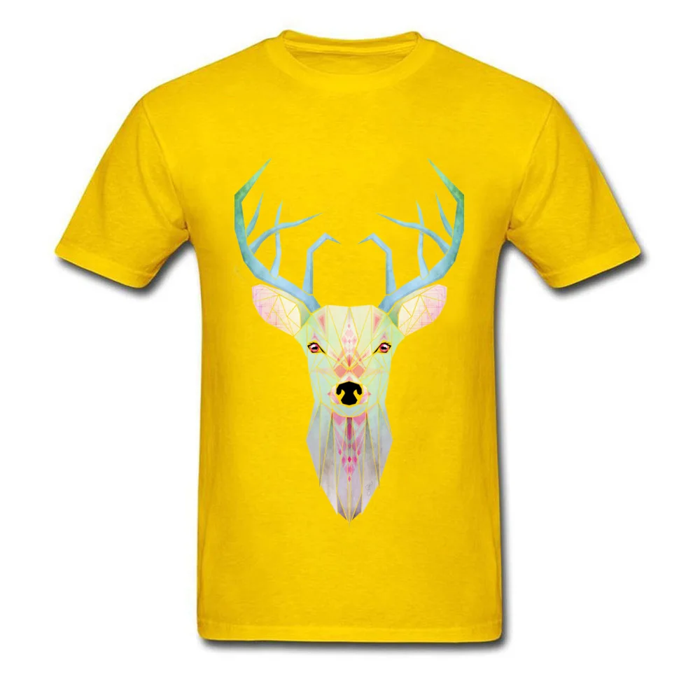 white deer Pure Cotton Printing Tops T Shirt Hip Hop Short Sleeve Men Top T-shirts Birthday NEW YEAR DAY T-shirts Crewneck white deer yellow