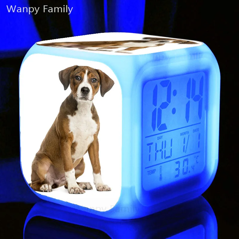 Очень милый светодиодный будильник Husky Dog 7 цветов, светящийся цифровой будильник для детской комнаты, ночной светильник, электронные часы - Цвет: Бургундия